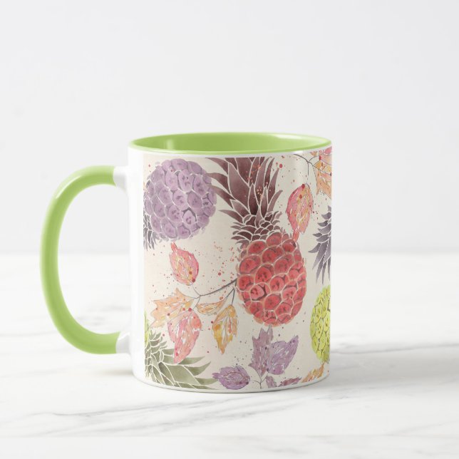 Ananas, süßes Paar, Obst, Aquarell Tasse (Links)