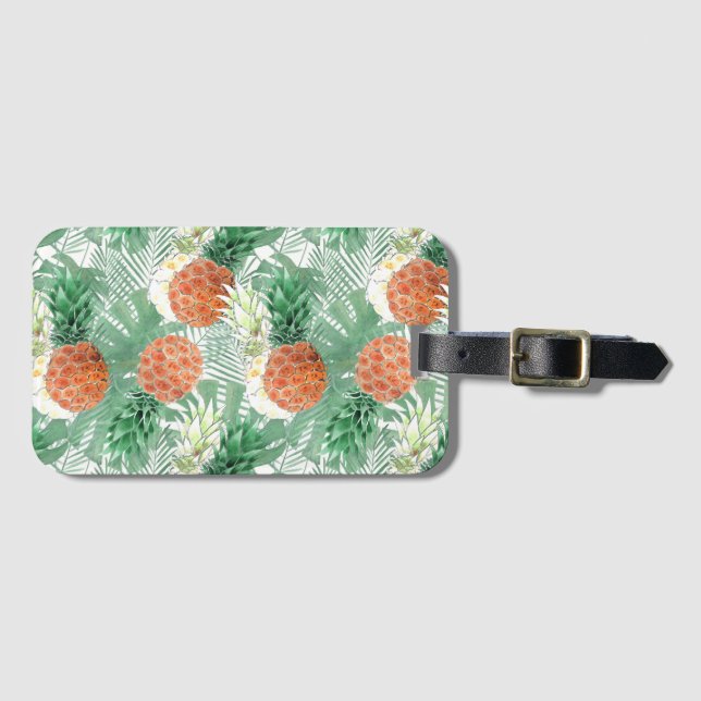 Ananas, süßes Paar, Obst Gepäckanhänger (Vorderseite (Horizontal))