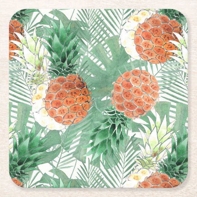 Ananas, süßes Paar, Obst Rechteckiger Pappuntersetzer (Vorderseite)