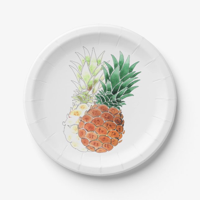 Ananas, süßes Paar. Pappteller (Vorderseite)