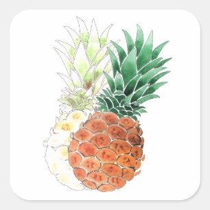 Ananas, süßes Paar, Quadratischer Aufkleber