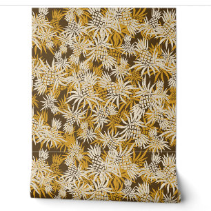 Ananas-Tarnmuster Hawaiian Tropical - Gold Tapete