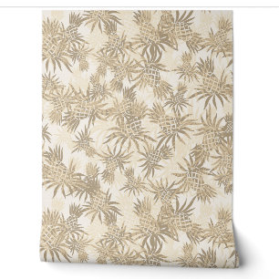 Ananas-Tarnmuster Hawaiian Tropical - Taupe Tapete