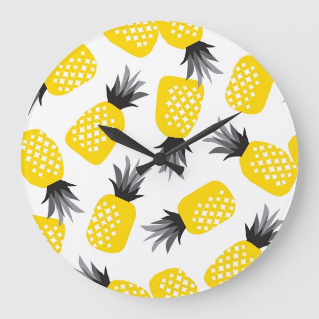 Ananas Textur, Vintages Sommermuster. Große Wanduhr (Vorderseite)