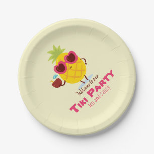 Ananas Tiki Party Personalisiert Paper Plate Luau Pappteller
