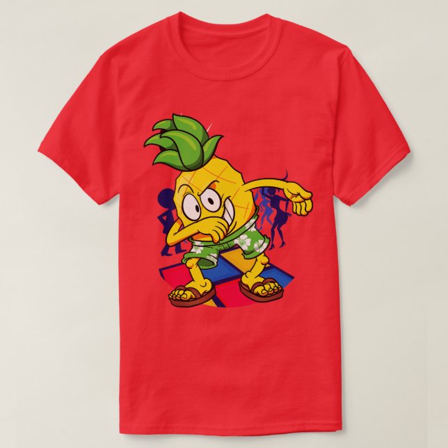 Ananas trocken Tropisches Obst tanzen Vegan T-Shirt (Design vorne)