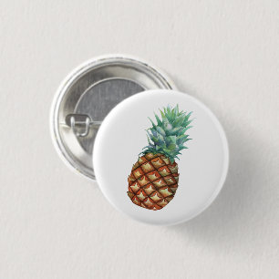 Ananas-Tropen-Watercolor-Dschungel-Palm-Muster Button