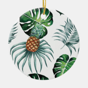 Ananas-Tropen-Watercolor-Dschungel-Palm-Muster Keramik Ornament