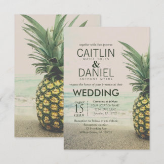 Ananas Tropical Beach Hochzeit in Urlaubsort Card Einladung