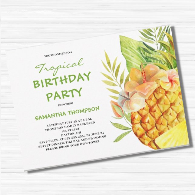 Ananas Tropical Birthday Party Einladung (Von Creator hochgeladen)