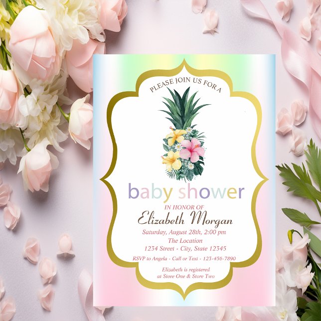 Ananas Tropical Blume Kinderdusche Einladung (Von Creator hochgeladen)