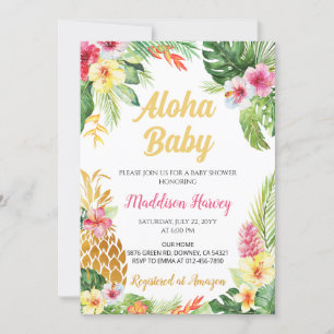 Ananas Tropical Floral Aloha Babydusche Einladung