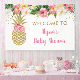 Ananas Tropical Floral Baby Shower Banner
