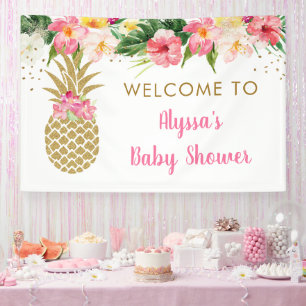 Ananas Tropical Floral Baby Shower Banner