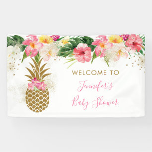 Ananas Tropical Floral Baby Shower Banner