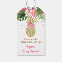 Ananas Tropical Floral Baby Shower Geschenkanhänger