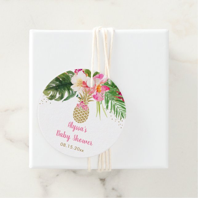 Ananas Tropical Floral Baby Shower Geschenkanhänger (Beispiel)