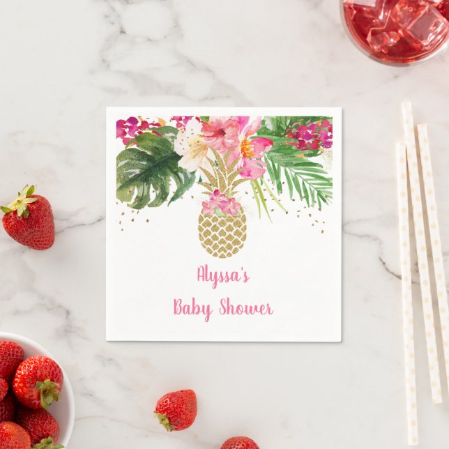 Ananas Tropical Floral Baby Shower Serviette (Beispiel)