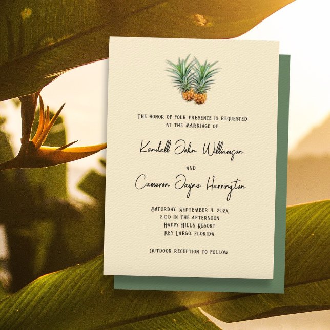 Ananas Tropical Wedding Full Names Einladung (Von Creator hochgeladen)