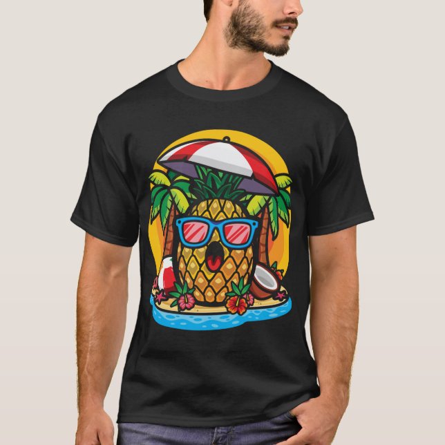 Ananas tropisch-hawaiianischer Ananas Lover Sungla T-Shirt (Vorderseite)