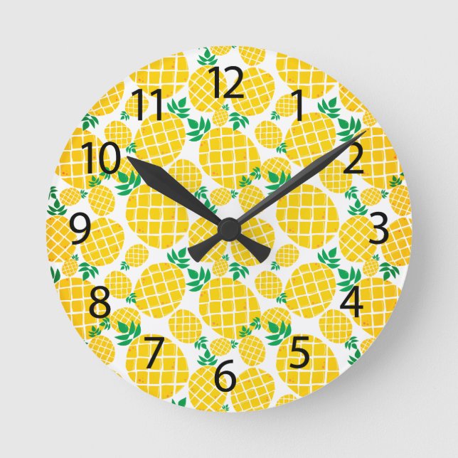Ananas tropische Fruchtmauer Runde Wanduhr (Vorderseite)