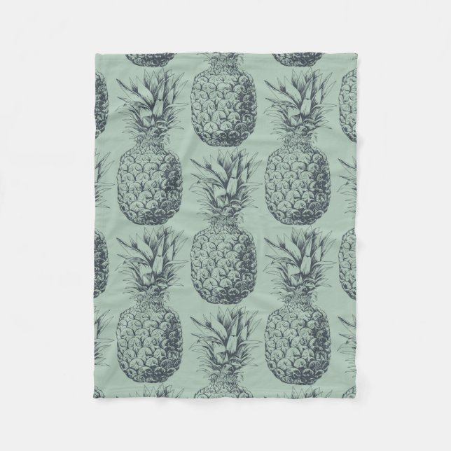 Ananas, tropische Fruchtmuster Fleecedecke (Vorderseite)