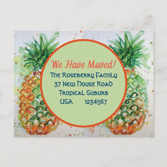 Ananas tropische neue Adresse, die wir übertragen  Postkarte (Vorderseite)