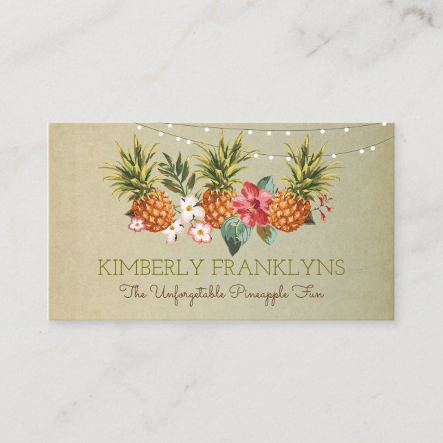 Ananas tropischer Strand Sommer Party Palmen Visitenkarte (Vorderseite)