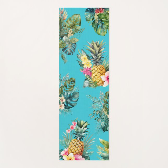 Ananas Tropischer Yoga Mat Blue Yogamatte (Vorderseite)