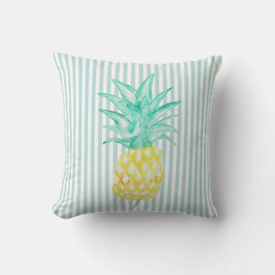 Ananas Tropisches Aquamarines Streifen Kissen