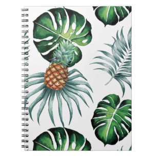 Ananas-Tropisches-Aquarell-Dschungel-Palm-Muster Notizblock