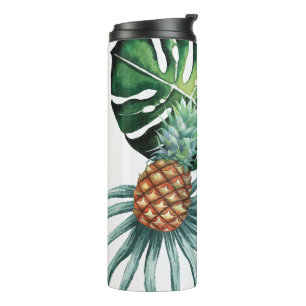 Ananas-Tropisches-Aquarell-Dschungel-Palm-Muster Thermosbecher