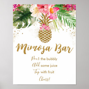 Ananas tropisches Brautparty Mimosa Bar Poster