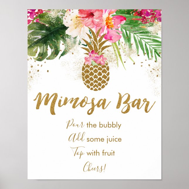 Ananas tropisches Brautparty Mimosa Bar Poster (Vorne)