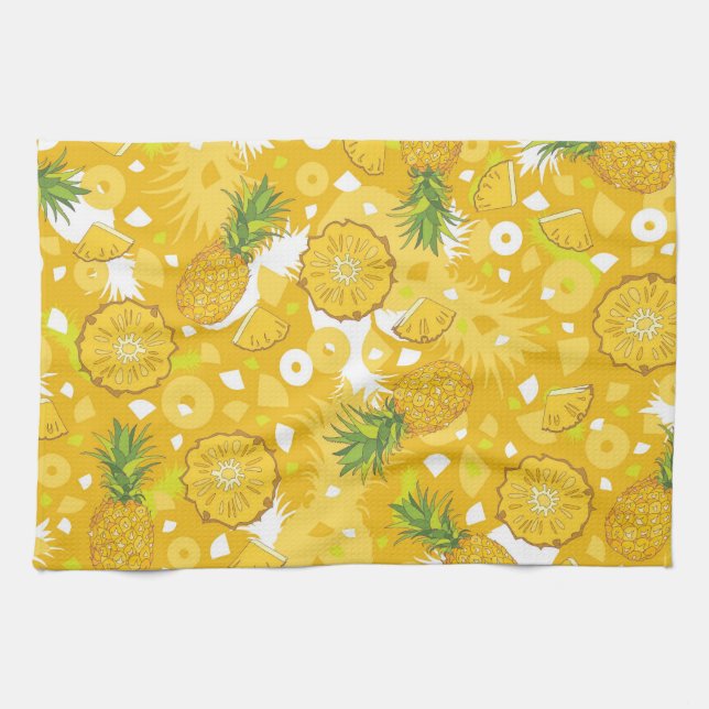 Ananas - tropisches gelbes Geschirrtuch (Horizontal)