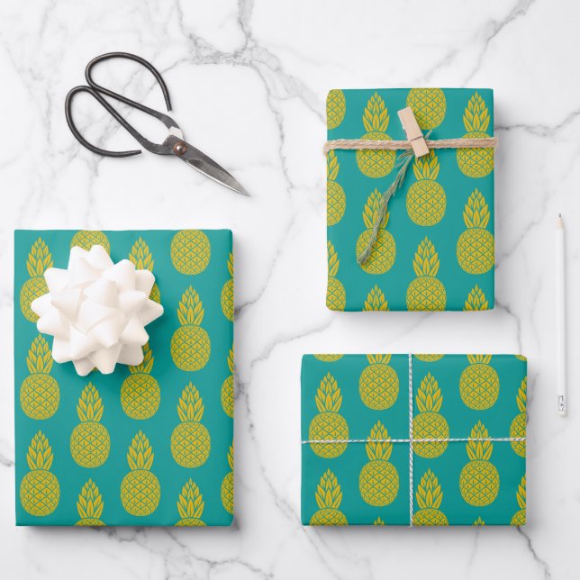 Ananas Tropisches Obst Geschenkpapier Set (Vorderseite)