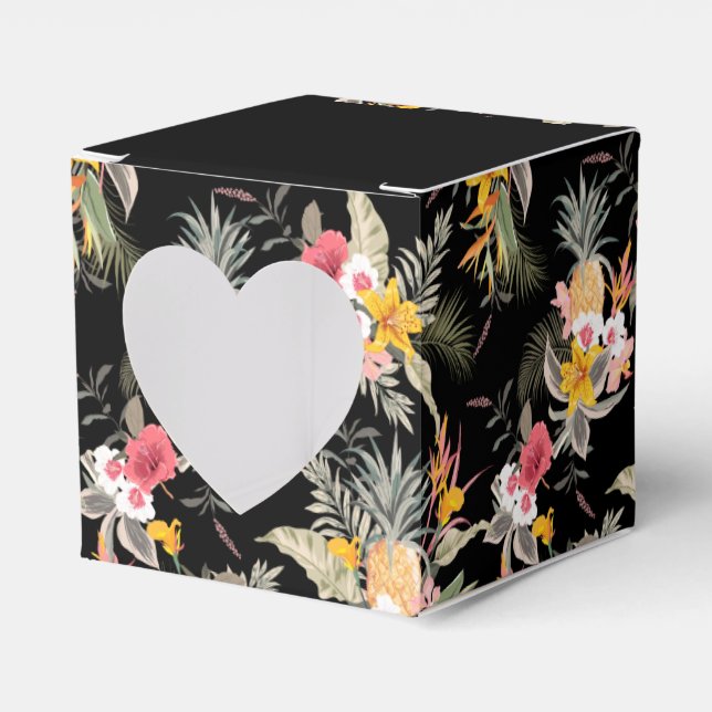 Ananas tropisches Schwarz Geschenkschachtel (Vorderseite)