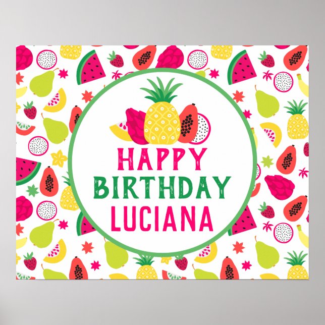 Ananas Tutti Frutti Geburtstagsfeier Poster (Vorne)