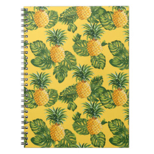 Ananas u. tropisches Blätter auf Gold Notizblock