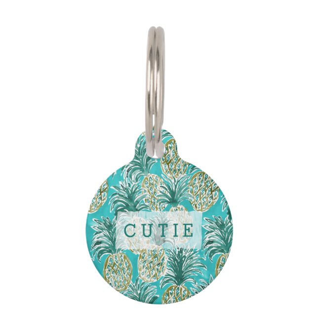 ANANAS-UHR tropisches wunderliches Aquarell Tiernamensmarke (Vorderseite)