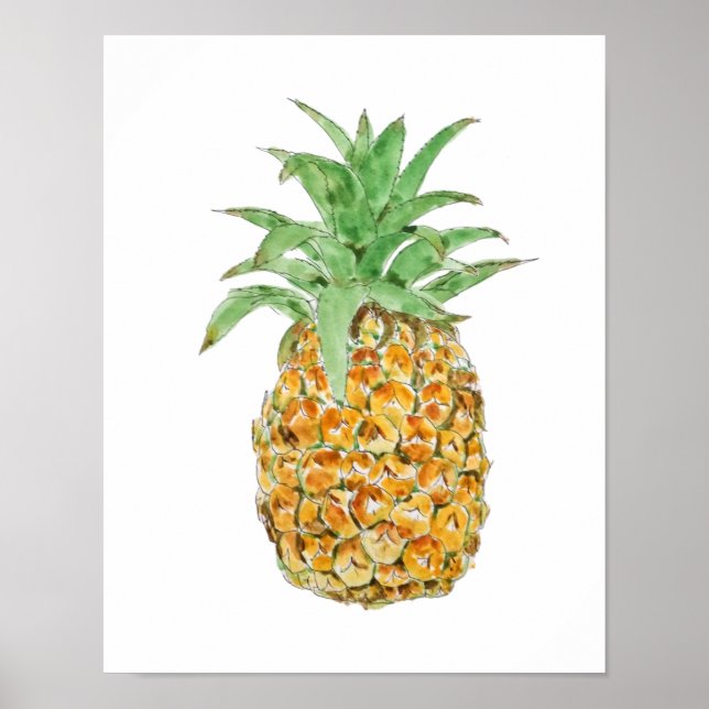 Ananas- und Aquarellfarbe Poster (Vorne)