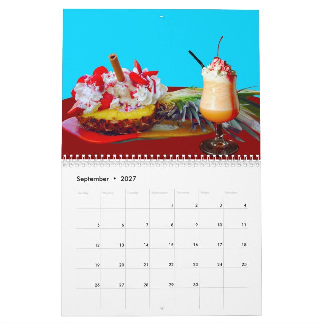 Ananas und Eis mit einem Fruchtsmoothie Kalender (Sep 2027)