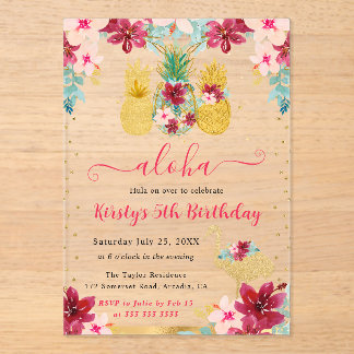 Ananas und Flamingo Kindergeburtstag Acryleinladungen