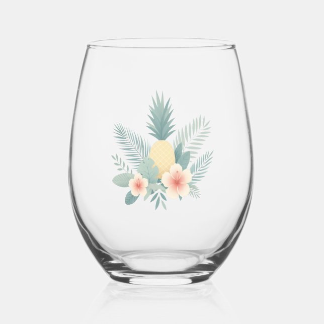 Ananas und Hawaii Weinglas Ohne Stiel (Vorderseite)