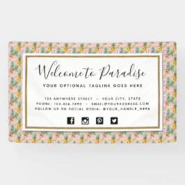 Ananas und Hibiskus Blume Wasserfarbe Tropisch Banner