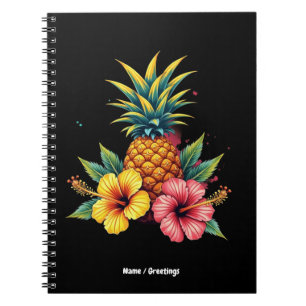 Ananas und Hibiskus Floral Hawaii Summer Beach Notizblock