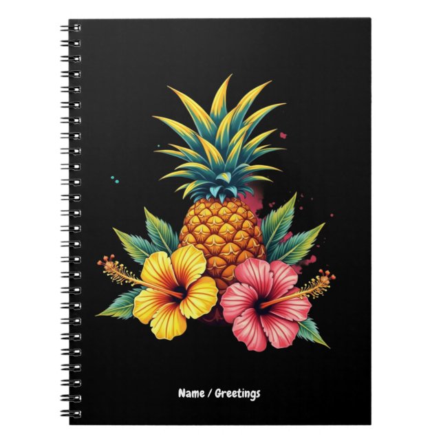 Ananas und Hibiskus Floral Hawaii Summer Beach Notizblock (Vorderseite)