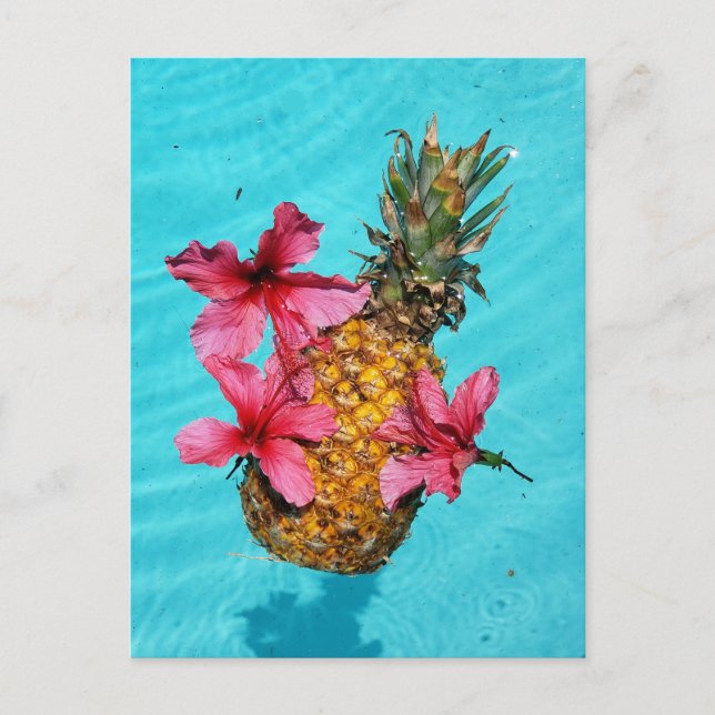 Ananas und Hibiskus Postkarte (Vorderseite)
