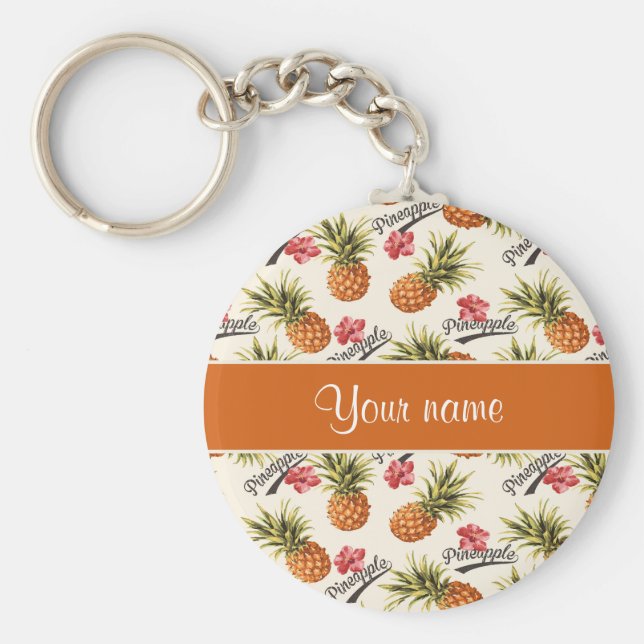 Ananas und Hibiskus Schlüsselanhänger (Vorne)