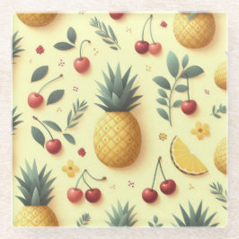 Ananas und Kirschen Glasuntersetzer